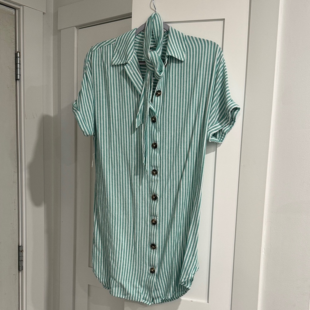 Reitmans Green Striped Mini Dress | XS